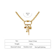 Crystal Lock & Key Pendant Necklace