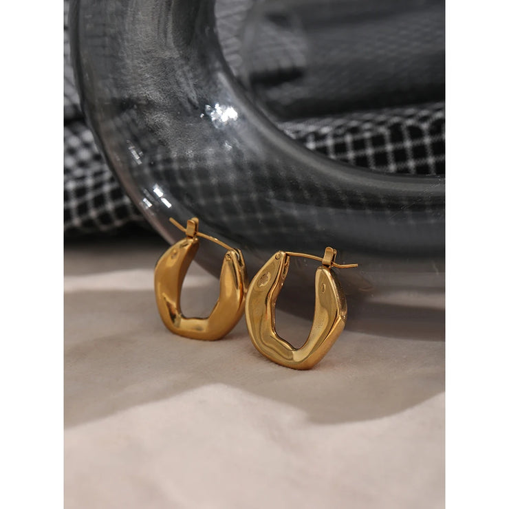 Geometric Golden Hoop Earrings