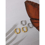 Oval Metal Hoop Earrings