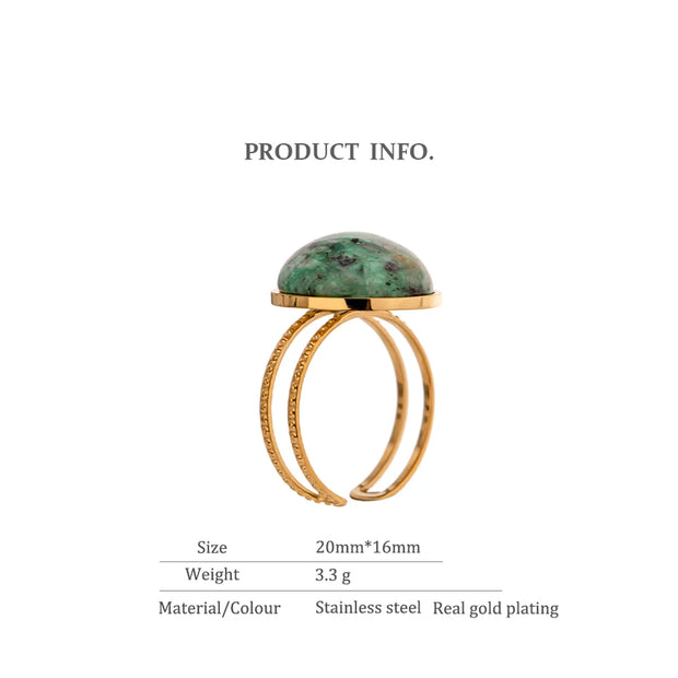 Temperament Green Natural Stone Opening Rings