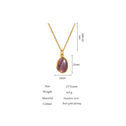 Green Purple Stone Pendant Necklace