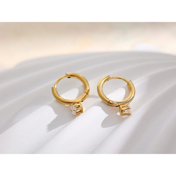 Minimalist Zircon Hoop Earrings