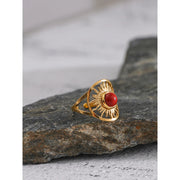 Red Natural Stone Ring