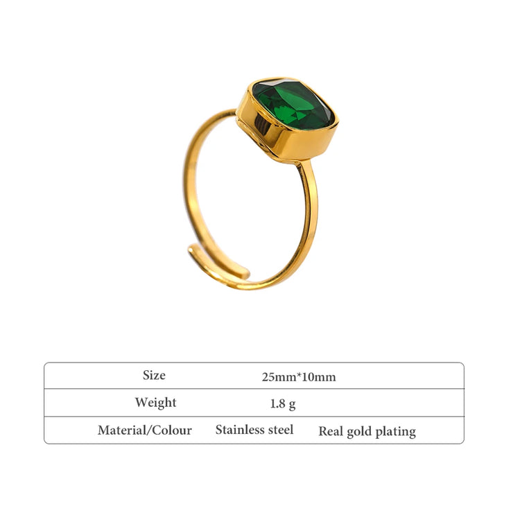 Temperament Glass Crystal Adjustable Ring