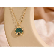 Green Stone Eye Pendant Necklace