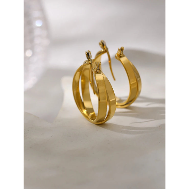 Heart Drop Hoop Earrings