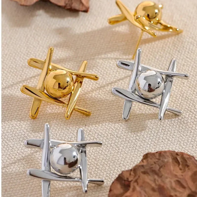 New Stainless Steel Geometric Stud Earrings Waterproof Charm Metal Titanium Stylish Jewelry Bijoux Gift Evry Jewelry