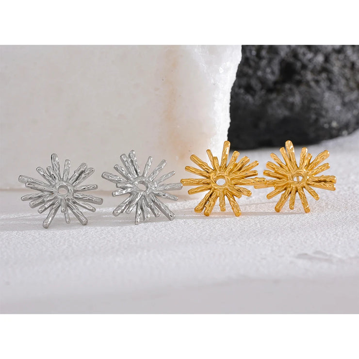 Fireworks Flower Geometric Hollow Stud Earrings