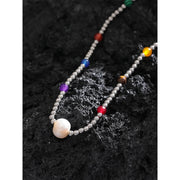 Colorful Pearl & Stone Bead Necklace