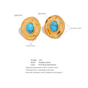 Turquoise Stone & Pearl Stud Earrings