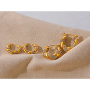 Twisted Gold Zirconia Hoop Earrings