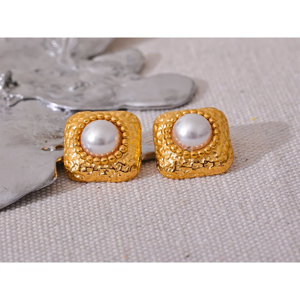 Imitation Pearls Stainless Steel Studs