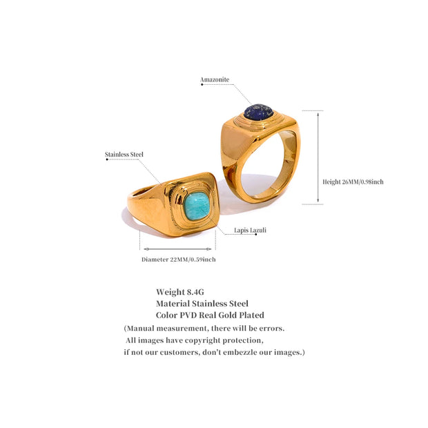 Amazonian Lapis Lazuli Stone Wide Unisex Ring