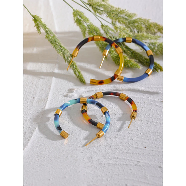 Resin Geometric Hoop Earrings