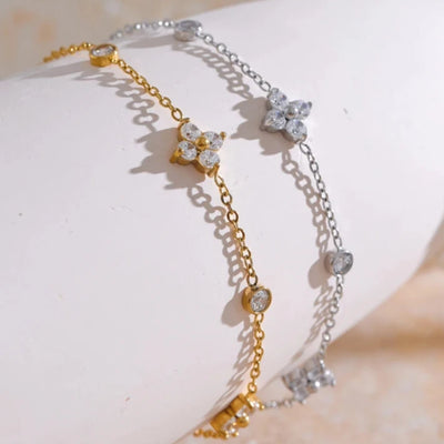 Delicate Cubic Zirconia Flower Bracelet