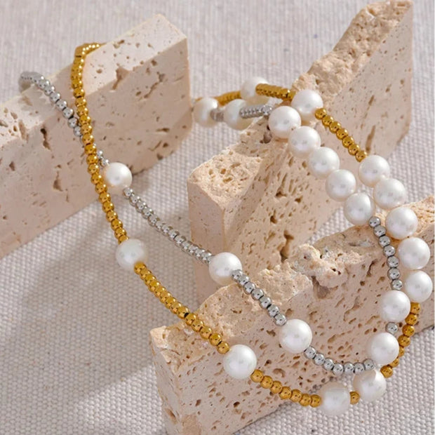 Gold-Plated Pearl Necklace