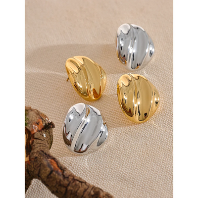 Round Geometric Shiny Stud Earrings