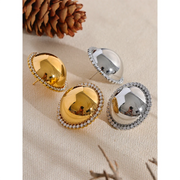 Gold Round Stud Earrings