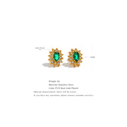 Delicate Green Oval Flower Studs