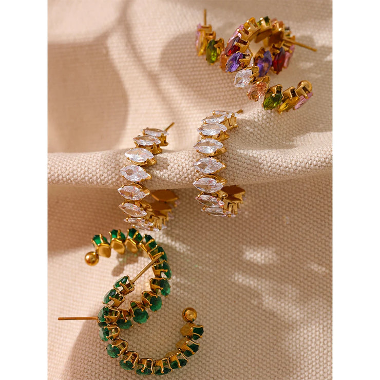 Colorful Zirconia Hoop Earrings