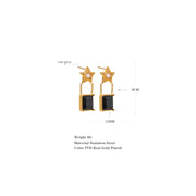 Black Star Square Zircon Drop Earrings