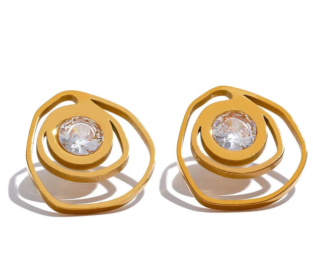 Geometric Round Stud Earrings