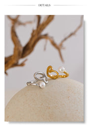 Heart Hollow Pearl Adjustable Ring