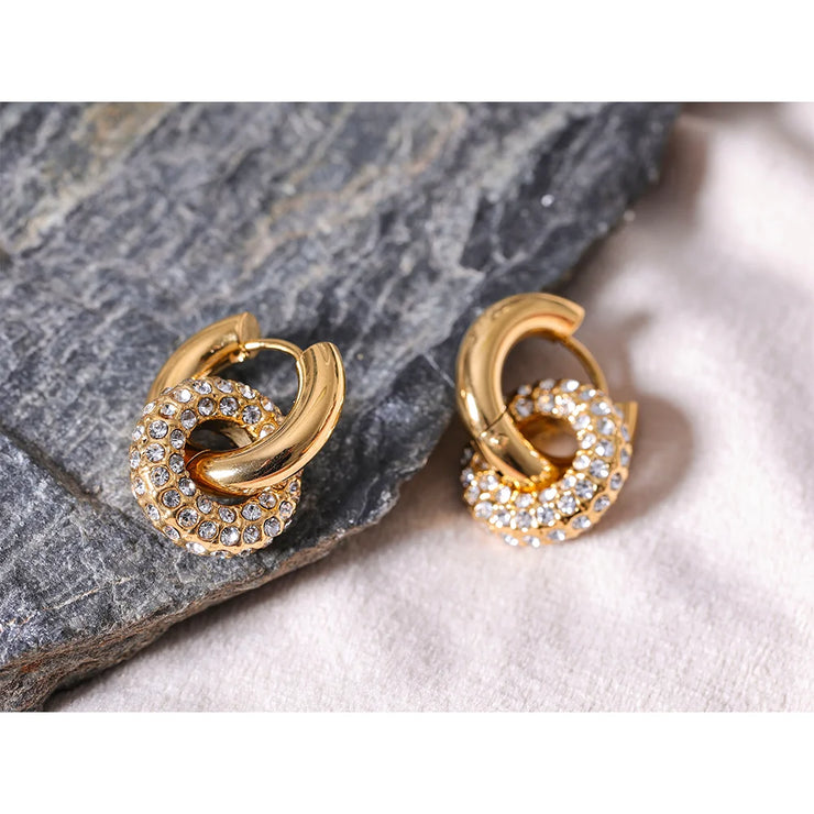 Gold Zirconia Huggie Hoop Earrings