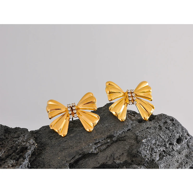 Cubic Zirconia Bow Knot Earrings