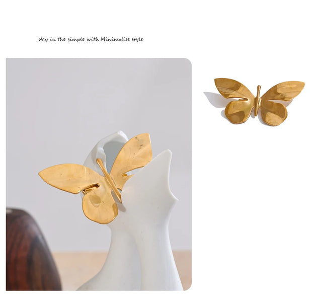 Chic 18k Gold PVD Butterfly Brooch Pin