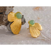 Green Stone Butterfly Wing Stud Earrings