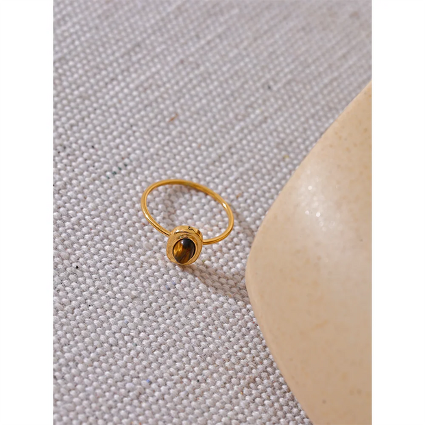 Natural Stone Oval Thin Ring