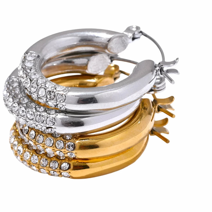 High-Quality Round Zirconia Hoop Earrings