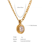 Cubic Zirconia Oval Pendant Necklace