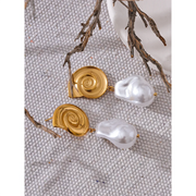 Gold Baroque Pearl Dangle Earrings