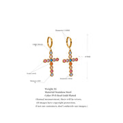 Colorful Zirconia Cross Drop Earrings