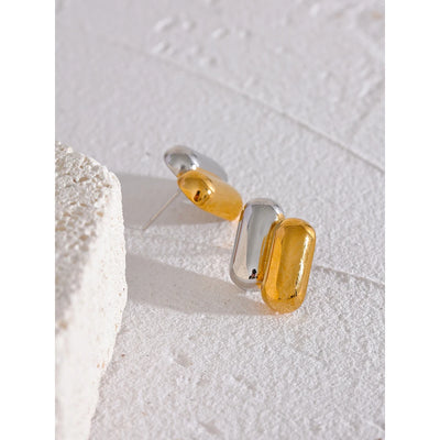 Double Color Geometric Stud Earrings