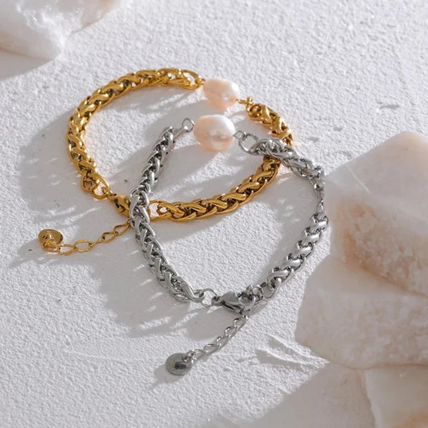 Pearl Cuban Chain Bracelet