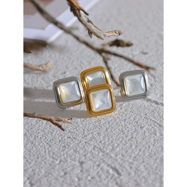 Natural Shell Square Stud Earrings