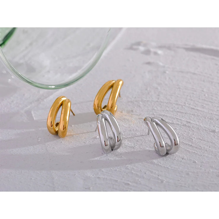 Geometric Huggie Earrings