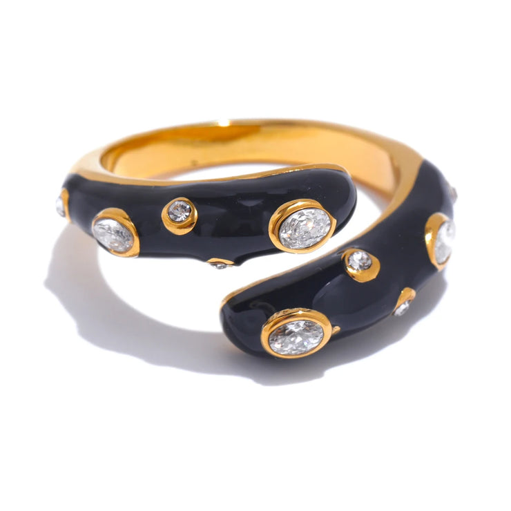 Multi Enamel Cubic Zirconia Open Ring