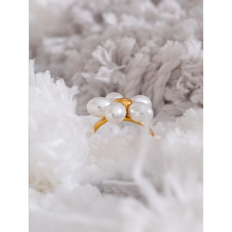 Pearl Flower Adjustable Ring