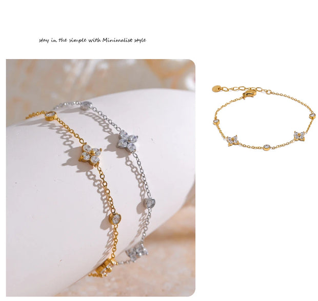 Delicate Cubic Zirconia Flower Bracelet