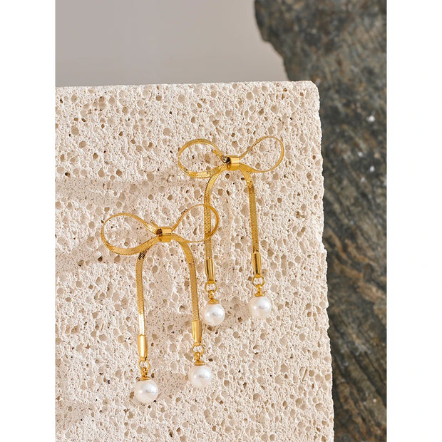 Bow Knot Snake Chain Earrings