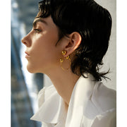 Metal Ball Temperament Hoop Earrings