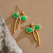 Green Stone Bow Knot Earrings