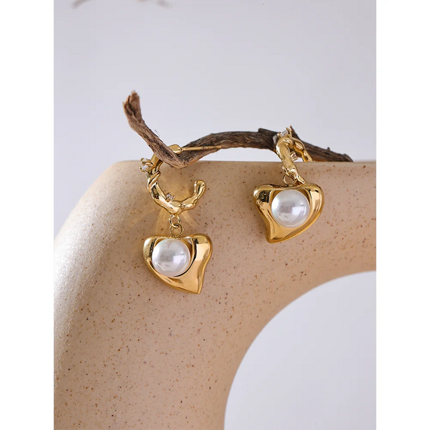 Heart CZ Drop Earrings