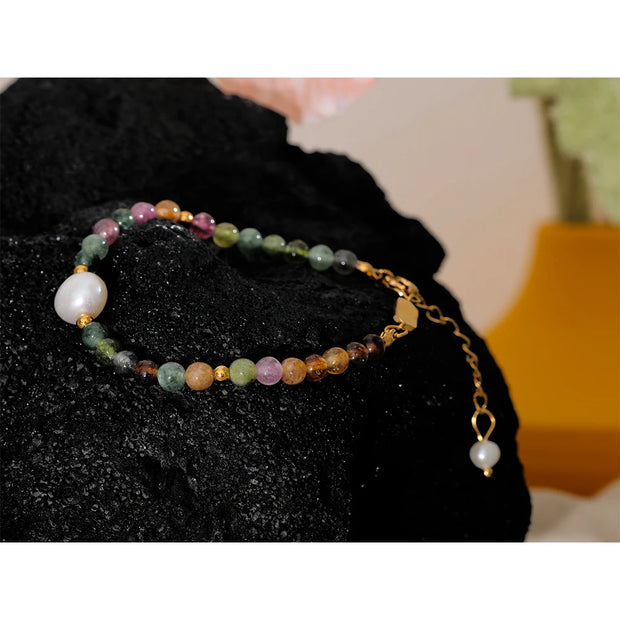 Tourmaline & Pearl Bead Bracelet