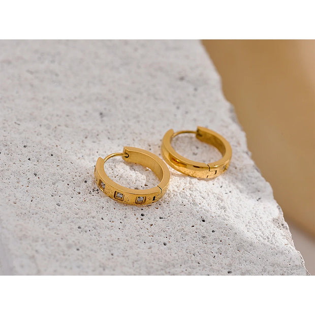 Round Zirconia Hoop Earrings