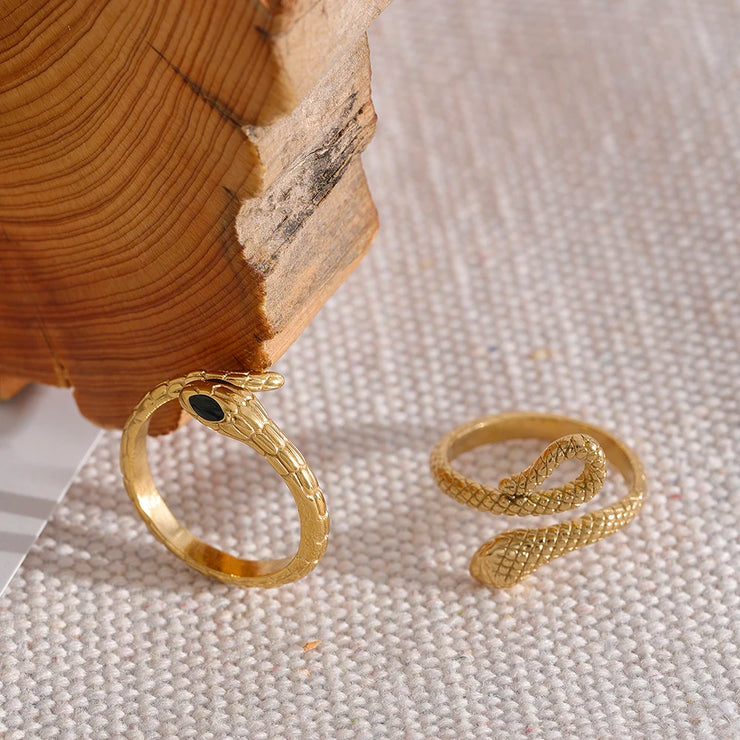 Gold Color Charm Snake Ring